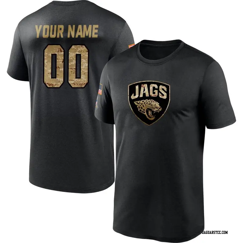 Men's Jacksonville Jaguars ＃00 Custom Black 2020 Salute To Service Performance T-Shirt
