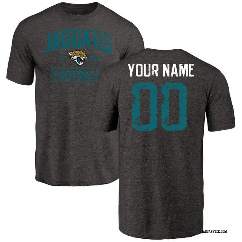 Men's Jacksonville Jaguars ＃00 Custom Black Distressed Name & Number T-Shirt