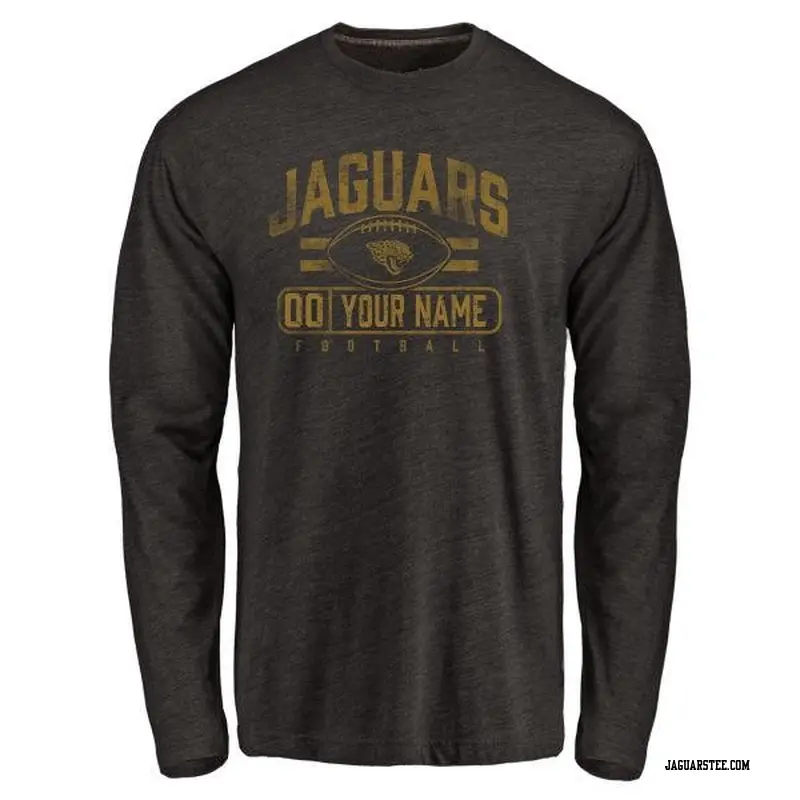 Men's Jacksonville Jaguars ＃00 Custom Black Flanker Long Sleeve T-Shirt