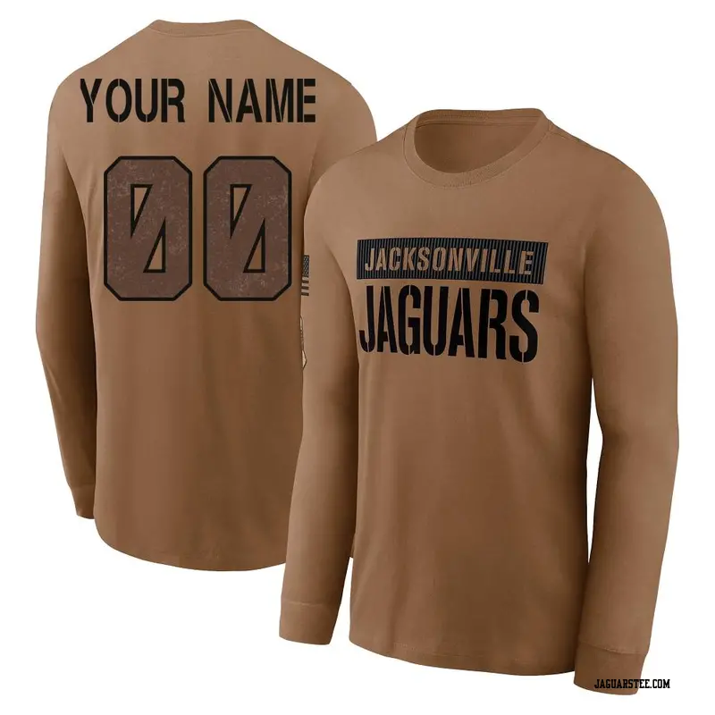 Men's Jacksonville Jaguars ＃00 Custom Brown 2023 Salute To Service Long Sleeve T-Shirt