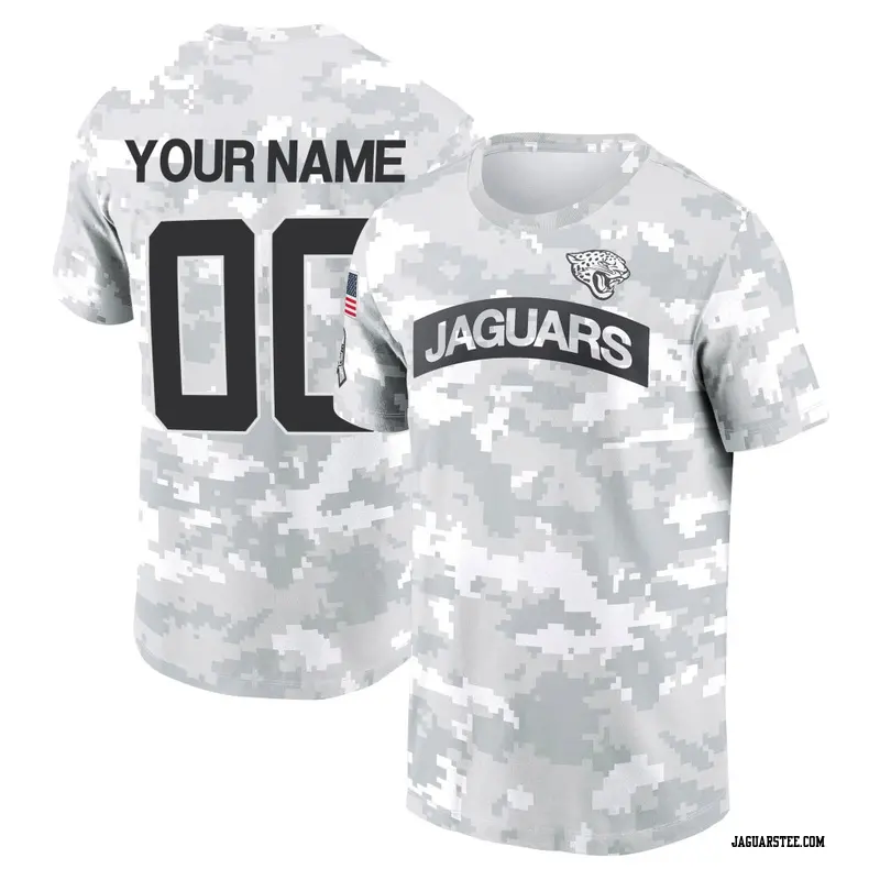 Men's Jacksonville Jaguars ＃00 Custom Camo Arctic 2024 Salute to Service Performance T-Shirt