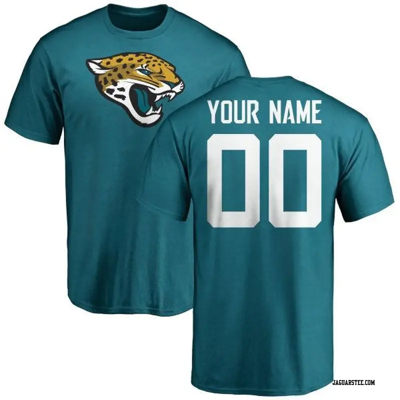 Men's Jacksonville Jaguars ＃00 Custom Teal Name & Number Logo T-Shirt