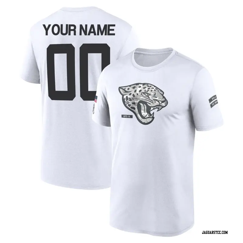 Men's Jacksonville Jaguars ＃00 Custom White 2024 Salute to Service Performance T-Shirt