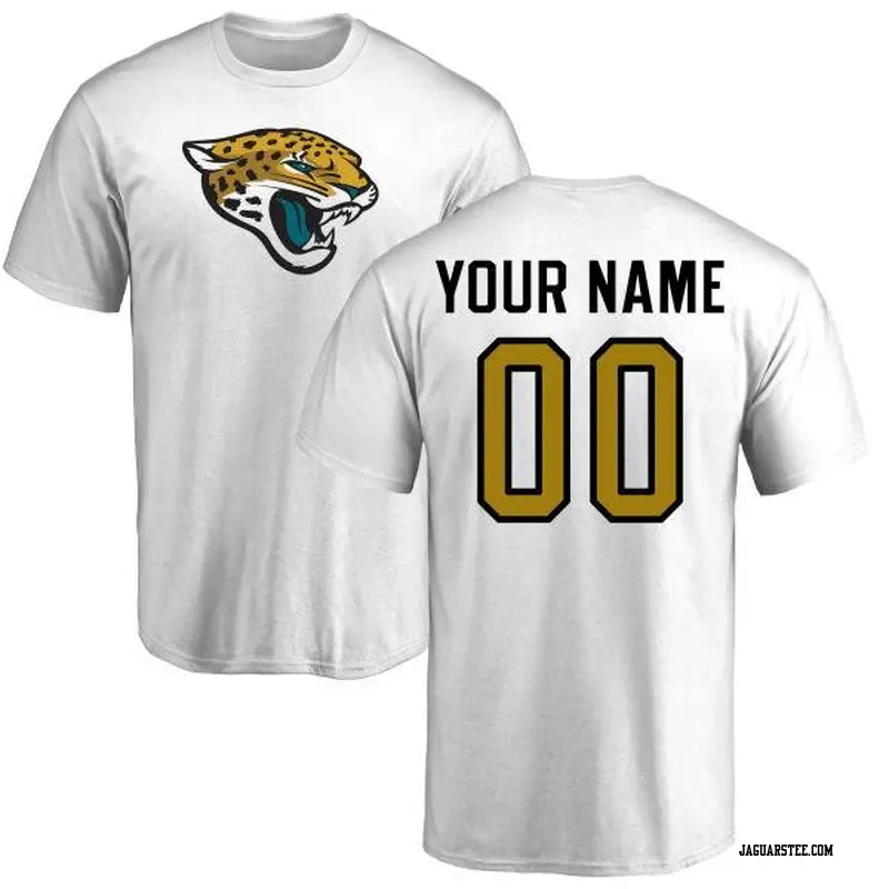 Men's Jacksonville Jaguars ＃00 Custom White Name & Number Logo T-Shirt