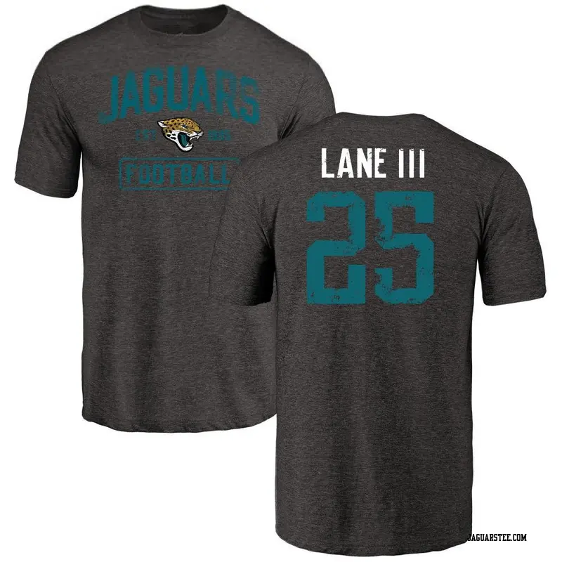 Men's Jacksonville Jaguars ＃25 Rayuan Lane III Black Distressed Name & Number T-Shirt