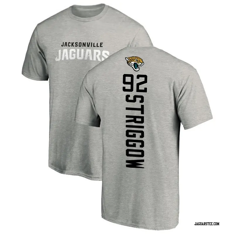 Men's Jacksonville Jaguars ＃92 Danny Striggow Ash Backer T-Shirt