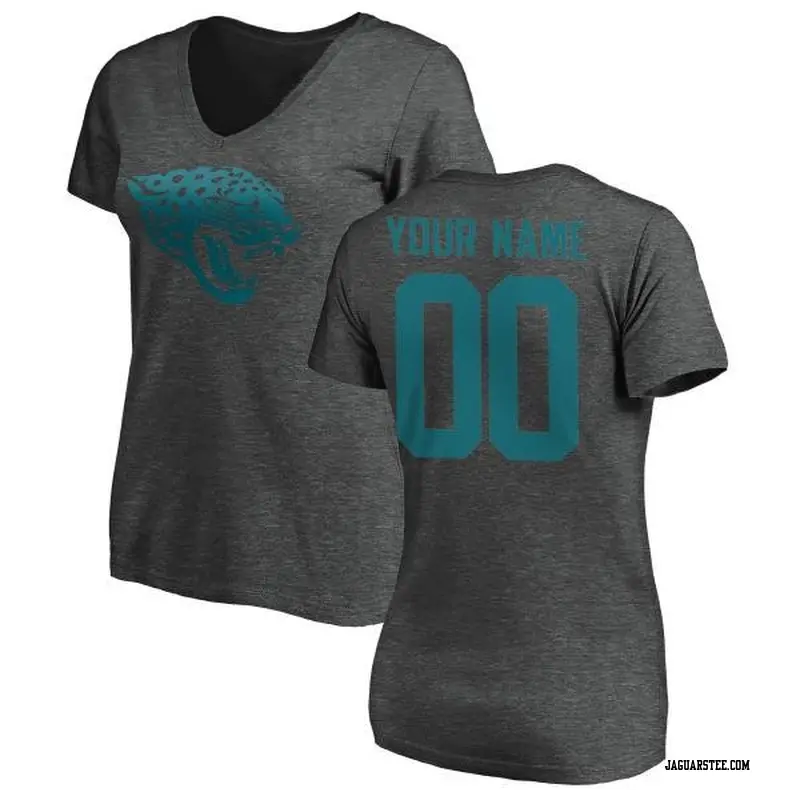 Women's Jacksonville Jaguars ＃00 Custom Ash One Color T-Shirt
