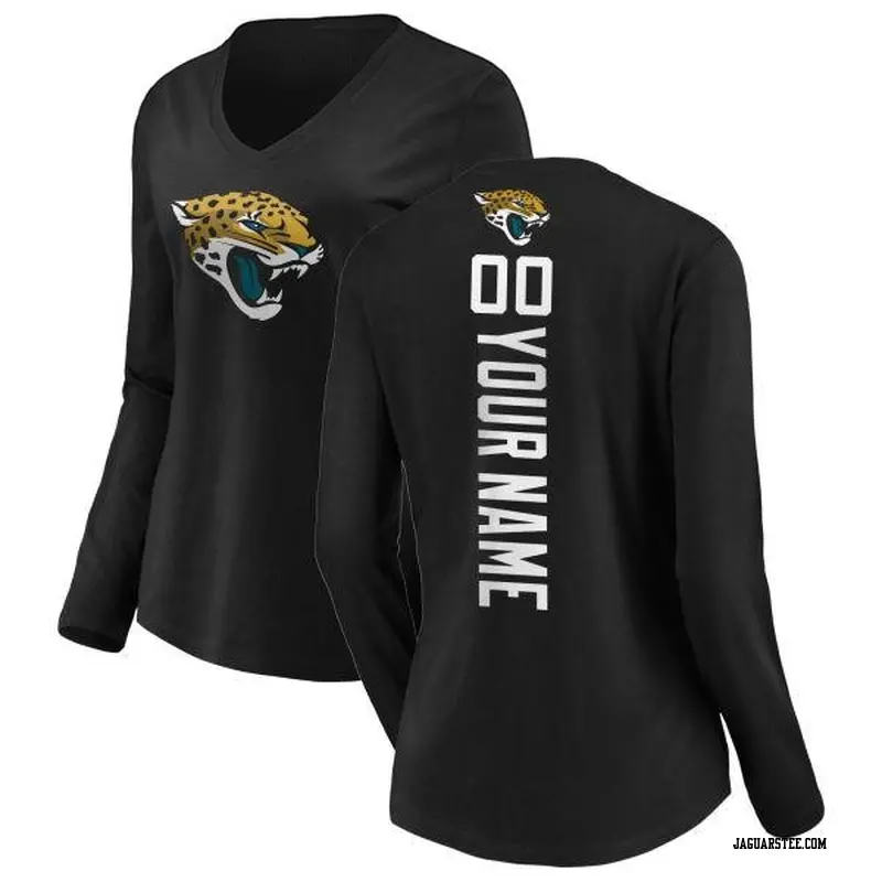 Women's Jacksonville Jaguars ＃00 Custom Black Backer Slim Fit Long Sleeve T-Shirt