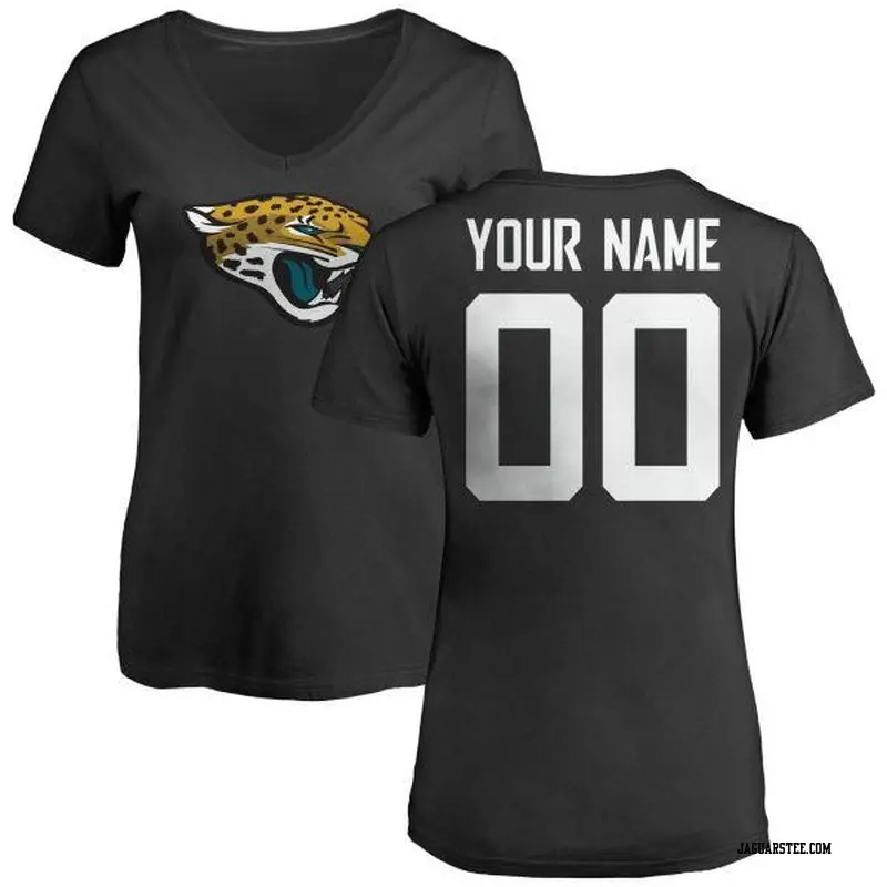 Women's Jacksonville Jaguars ＃00 Custom Black Logo Slim Fit T-Shirt