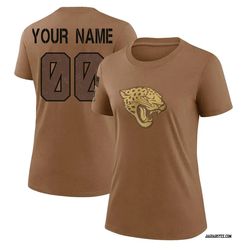 Women's Jacksonville Jaguars ＃00 Custom Brown 2023 Salute To Service Performance T-Shirt