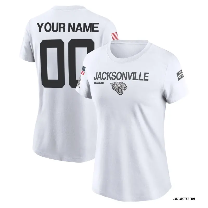 Women's Jacksonville Jaguars ＃00 Custom White 2024 Salute to Service Performance T-Shirt