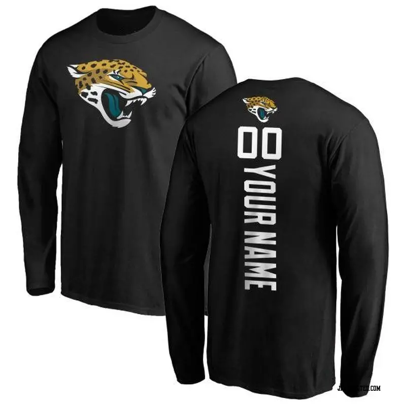 Youth Jacksonville Jaguars ＃00 Custom Black Backer Long Sleeve T-Shirt