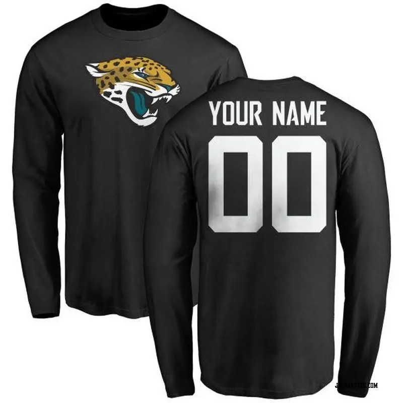 Youth Jacksonville Jaguars ＃00 Custom Black Logo Long Sleeve T-Shirt