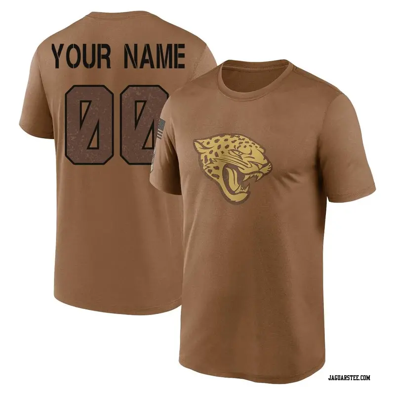 Youth Jacksonville Jaguars ＃00 Custom Brown 2023 Salute To Service Performance T-Shirt