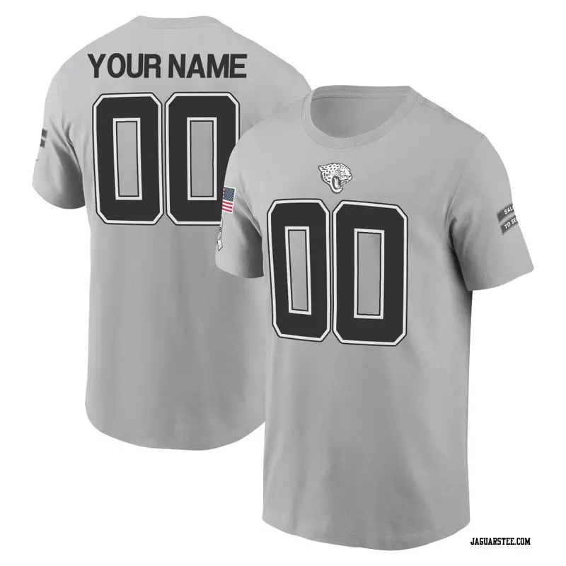 Youth Jacksonville Jaguars ＃00 Custom Gray 2024 Salute to Service Name & Number T-Shirt