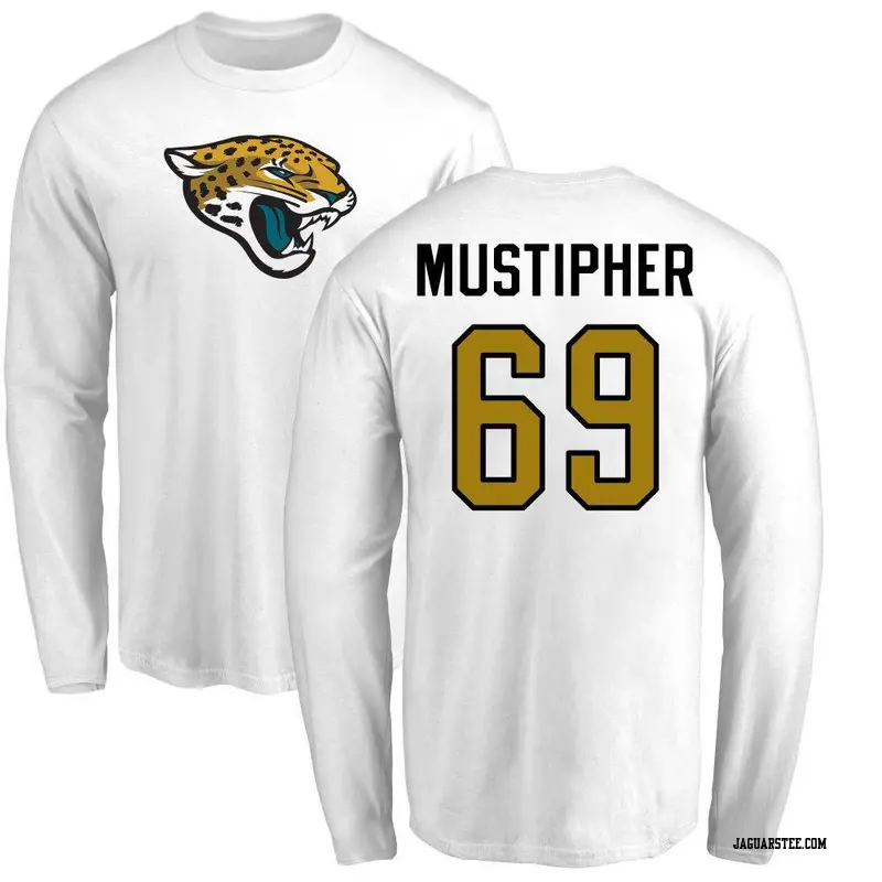 Youth Jacksonville Jaguars ＃69 Sam Mustipher White Name & Number Logo Long Sleeve T-Shirt